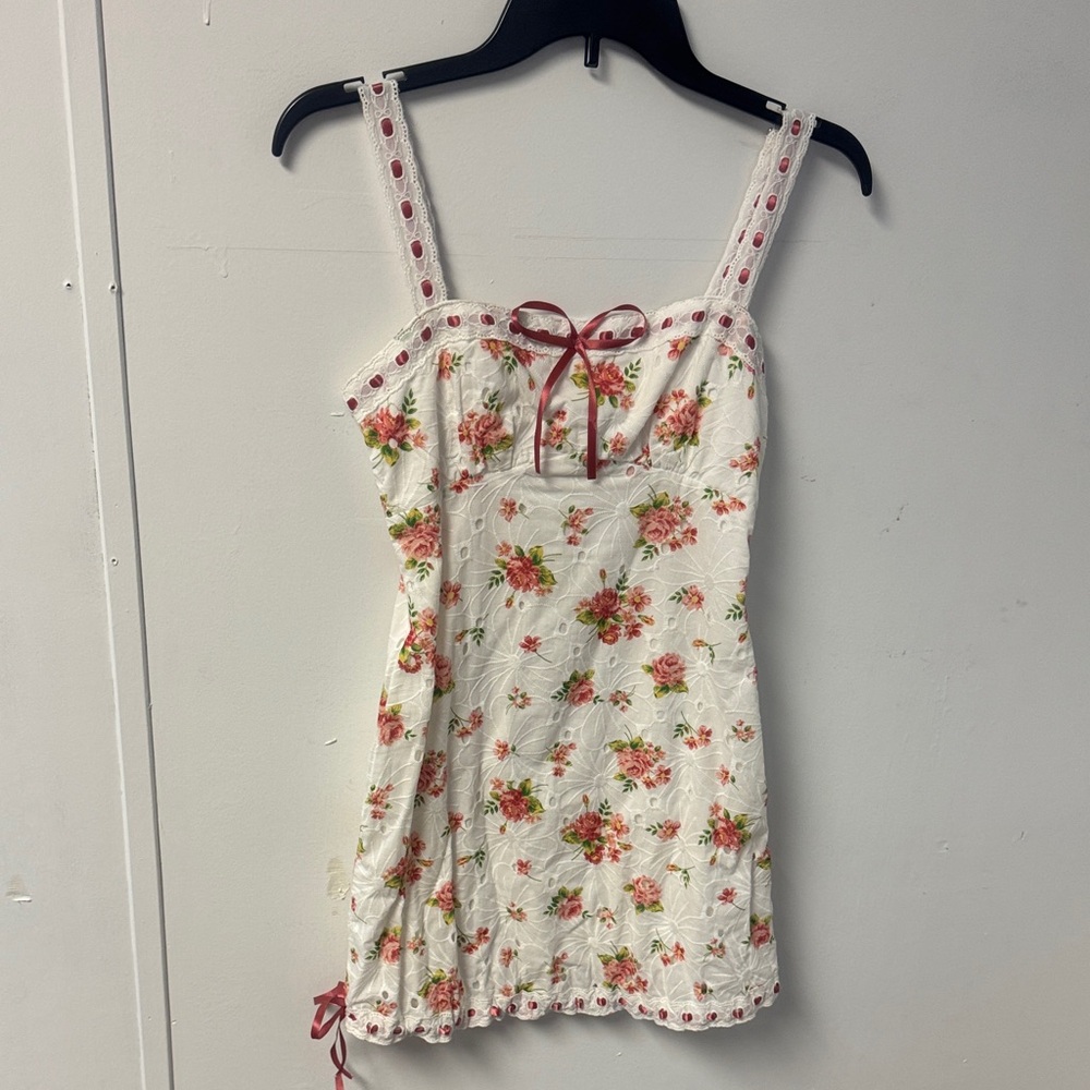 Floral White and Pink Dress